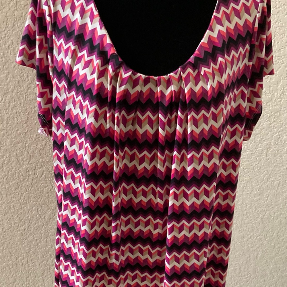 Worthington Blouse in Elegant Pink with Chevron Pattern